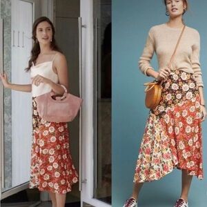 FARM RIO X ANTHROPOLOGY- Floral Asymmetrical Skirt